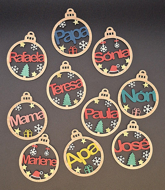 Ornamentos de Natal personalizados em contraplacado de 3mm pintados