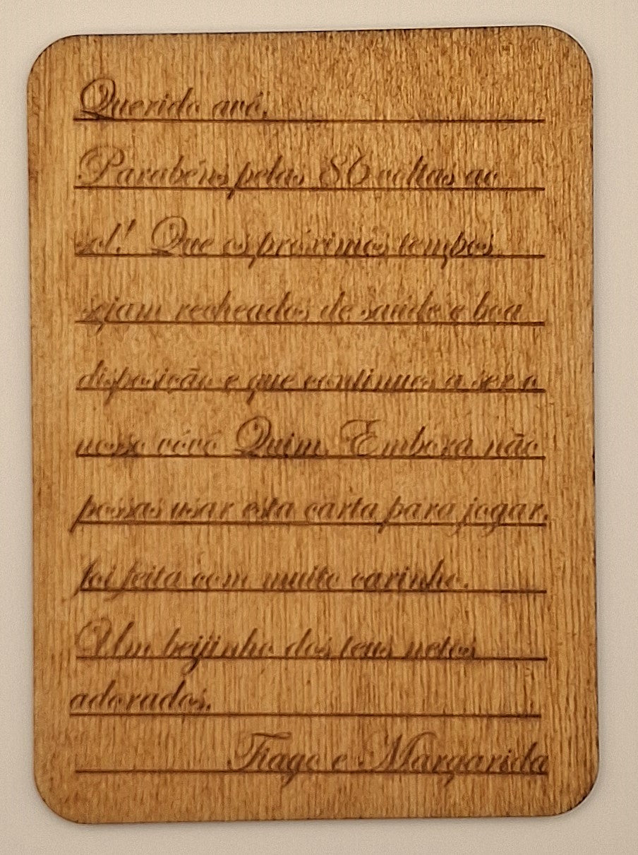 Postal em madeira (imagem e texto)