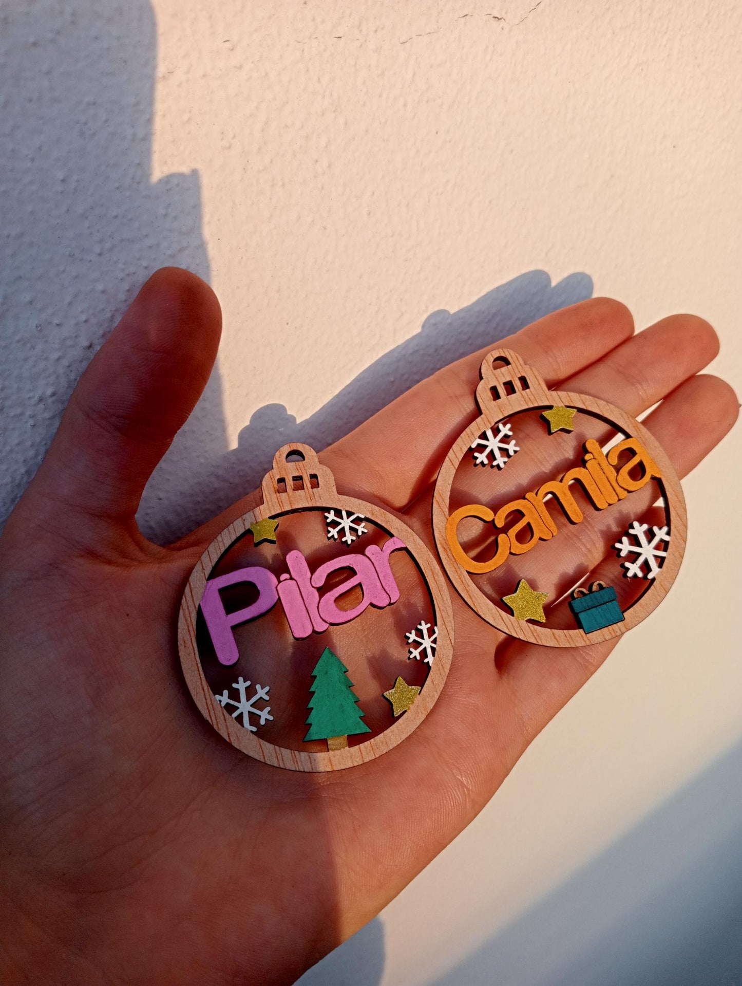 Ornamentos de Natal personalizados em contraplacado de 3mm pintados